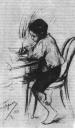 Рисунок Л.О. Пастернака "Боря пишет". Июль 1898 года.